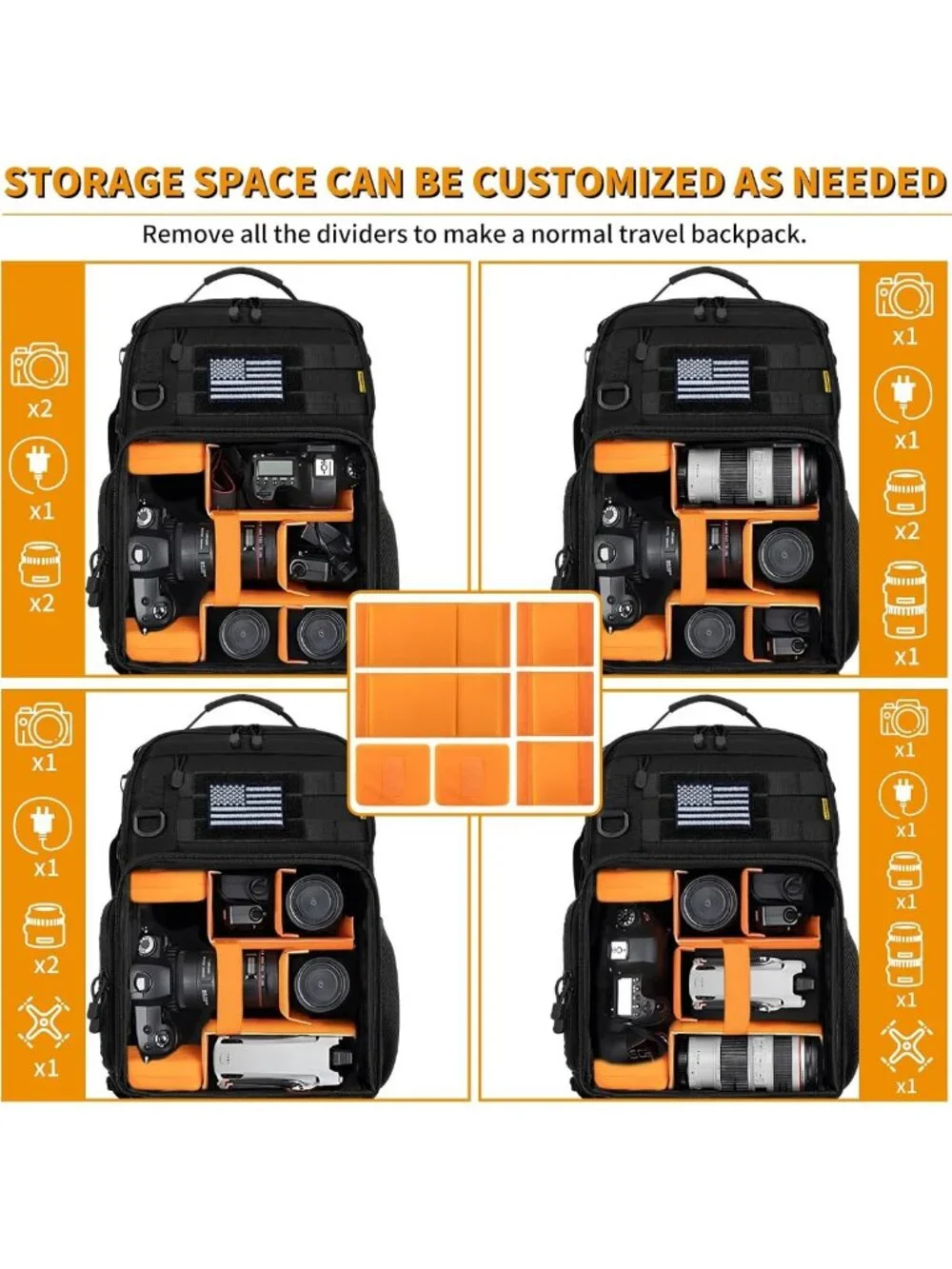 Tactical Camera Backpack for DSLR/SLR/Mirrorless - Durable, Spacious, Stylish